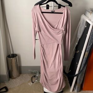 Long sleeve pink sweater dress express size large